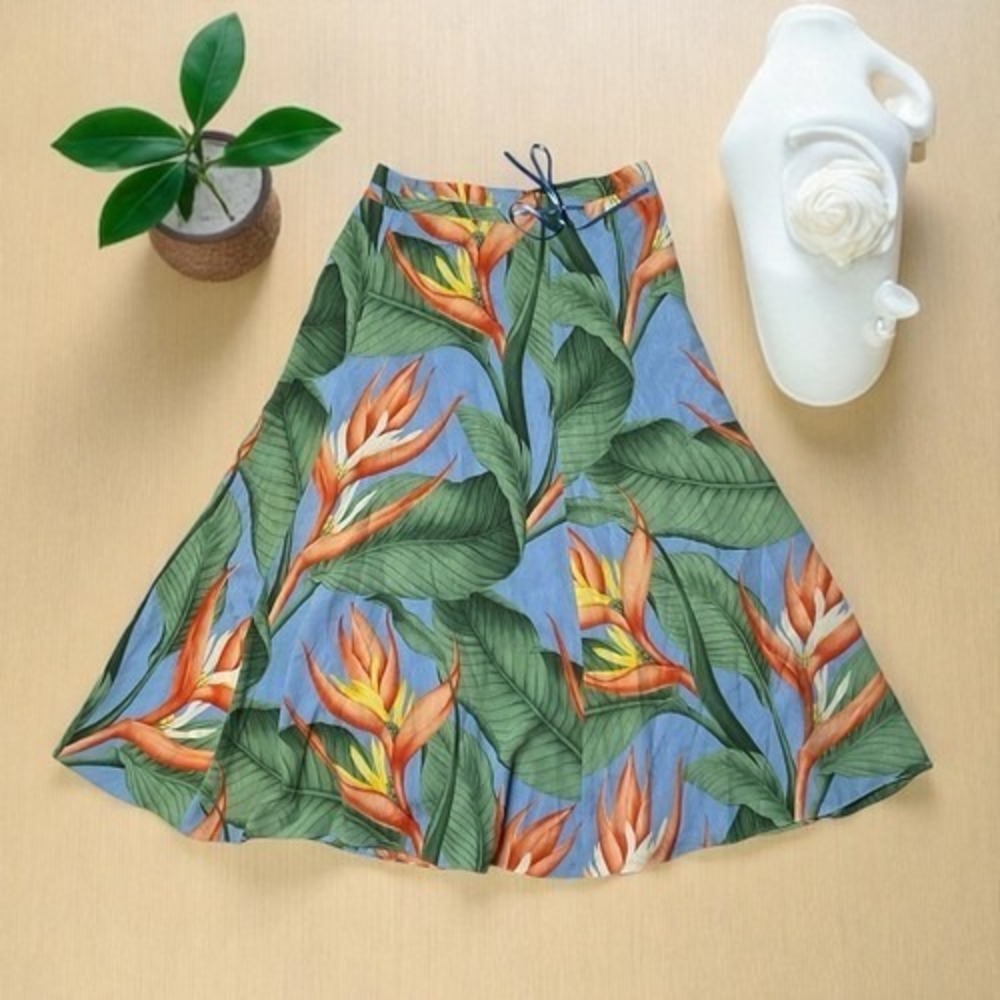 NWOT Tommy Bahama Tropical Hawaiian BeachVacation Maxi Skirt Women 6 China Silk